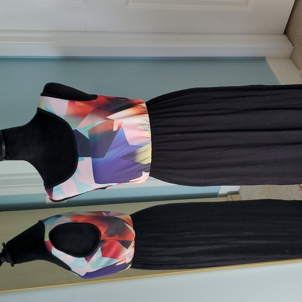 Sun & Moon Black Printed Upper Maxi Dress S
